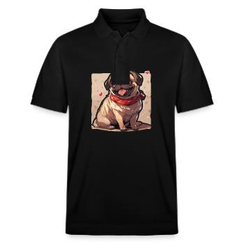Carlin Carlin Chien Pug Cadeaux Carlin Amoureux du Carlin - Polo PREPSTER bio Stanley/Stella Unisexe - noir - Devant - Roxy (174cm) & Andy (188cm)