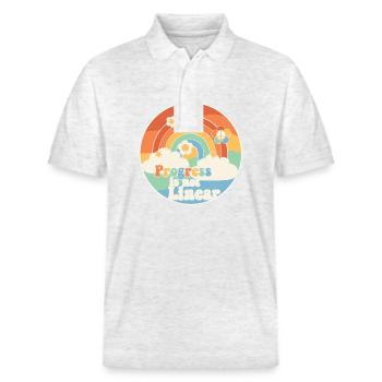 ABA Therapy Progress Is Not Linear - Stanley/Stella Unisex Organic Polo Shirt PREPSTER - heather white - Front - Roxy (174cm) & Andy (188cm)