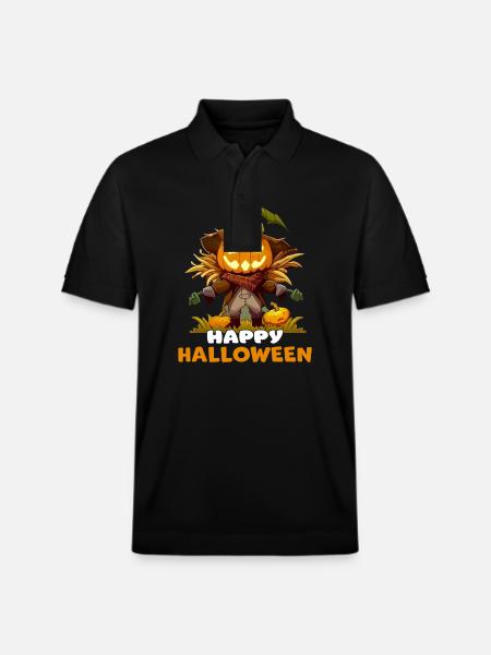 Joyeux Halloween citrouille épouvantail graphique - Polo PREPSTER bio Stanley/Stella Unisexe - noir