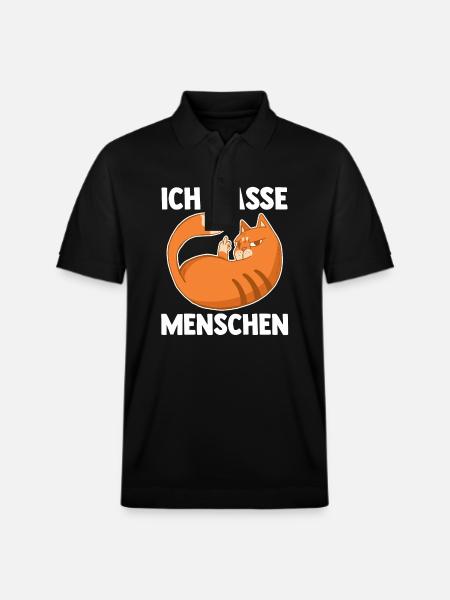 Ich Hasse Menschen Katze - Stanley/Stella Unisex Bio-Poloshirt PREPSTER - Schwarz