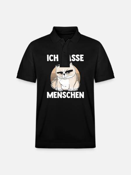 Ich Hasse Menschen Katze - Stanley/Stella Unisex Bio-Poloshirt PREPSTER - Schwarz
