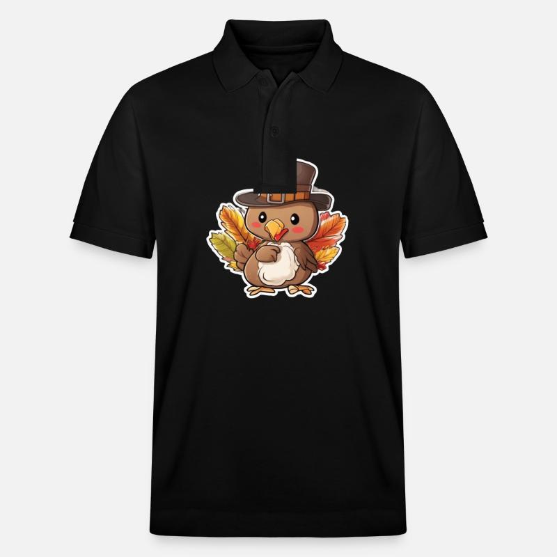 Thanksgiving Truthahn Herbst Erntedankfest - Stanley/Stella Unisex Bio-Poloshirt PREPSTER - Schwarz