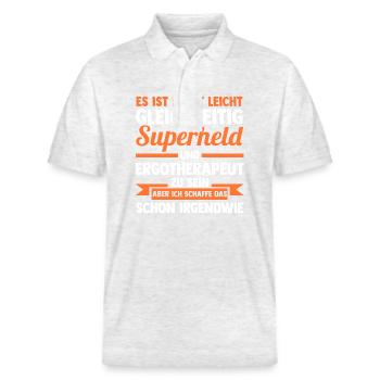 Ergotherapie Ergotherapeut - Stanley/Stella Unisex Bio-Poloshirt PREPSTER - Weiß meliert - Vorne - Roxy (174cm) & Andy (188cm)