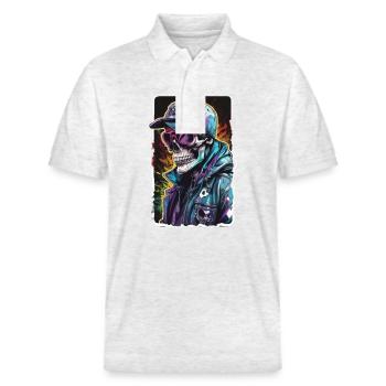Skull Sonnenbrille Skulls Totenkopf Totenköpfe - Stanley/Stella Unisex Bio-Poloshirt PREPSTER - Weiß meliert - Vorne - Roxy (174cm) & Andy (188cm)