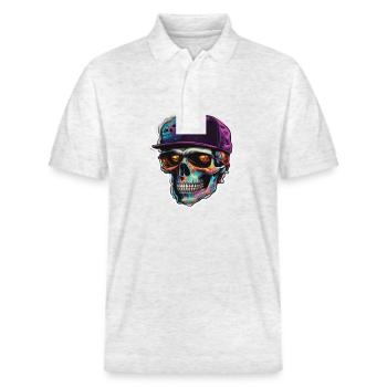 Skull Sonnenbrille Skulls Totenkopf Totenköpfe - Stanley/Stella Unisex Bio-Poloshirt PREPSTER - Weiß meliert - Vorne - Roxy (174cm) & Andy (188cm)