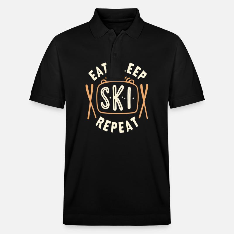 Eat Sleep Ski Repeat - Stanley/Stella Unisex Bio-Poloshirt PREPSTER - Schwarz