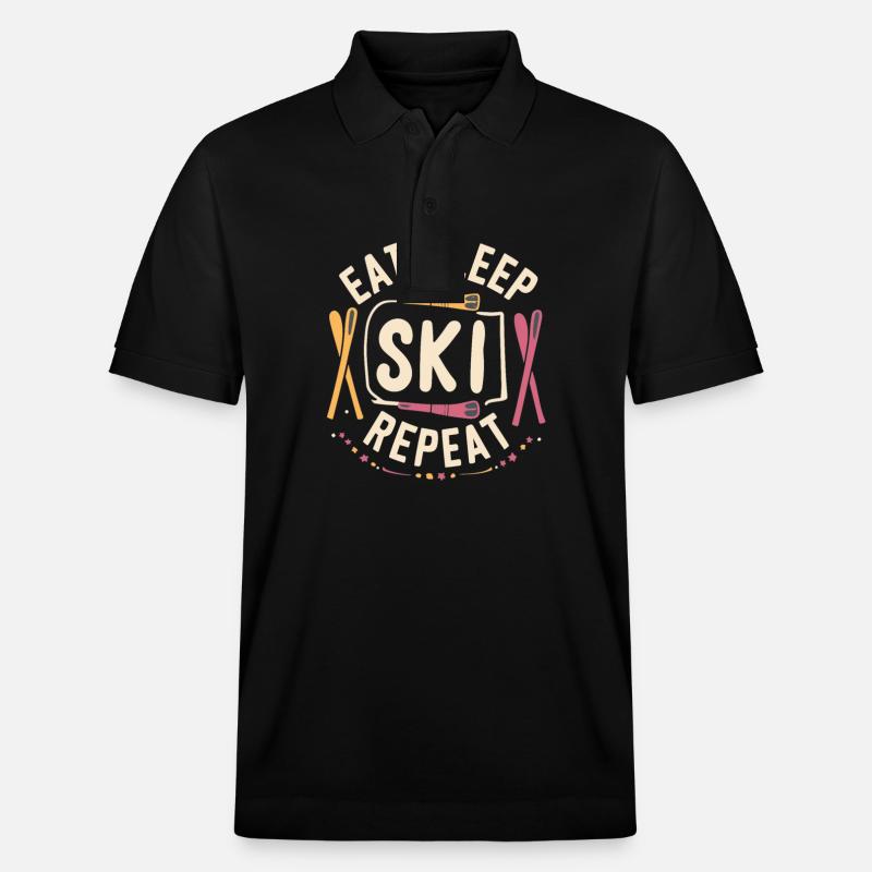 Manger dormir Ski Répéter - Polo PREPSTER bio Stanley/Stella Unisexe - noir