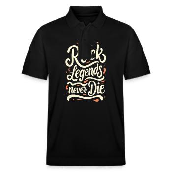 Rock Legends Never Die Rock N Roll Musik - Stanley/Stella Unisex Bio-Poloshirt PREPSTER - Schwarz - Vorne - Roxy (174cm) & Andy (188cm)