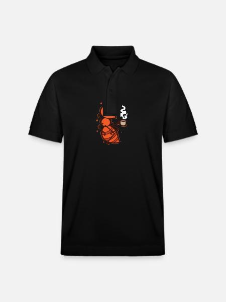 Ant drinking coffee industrious insects - Stanley/Stella Unisex Organic Polo Shirt PREPSTER - black