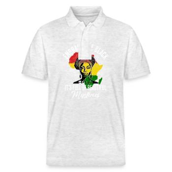 African Black Woman Beautiful Mystery - Stanley/Stella Unisex Bio-Poloshirt PREPSTER - Weiß meliert - Vorne - Roxy (174cm) & Andy (188cm)