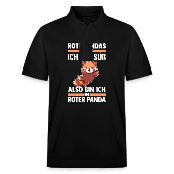 Roter Panda - Stanley/Stella Unisex Bio-Poloshirt PREPSTER - Schwarz - Vorne - Roxy (174cm) & Andy (188cm)