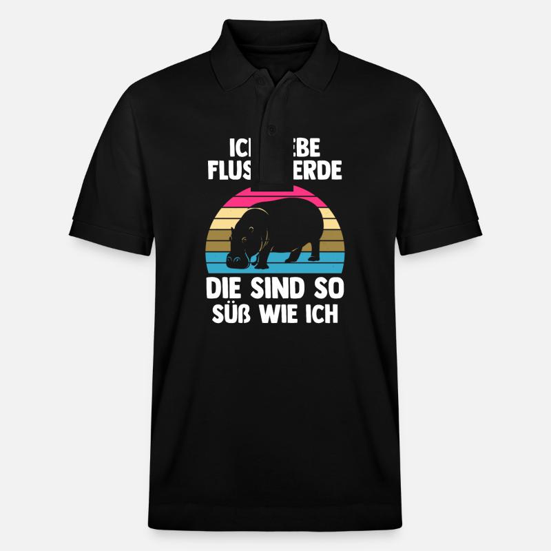 Nilpferd Flusspferd - Stanley/Stella Unisex Bio-Poloshirt PREPSTER - Schwarz