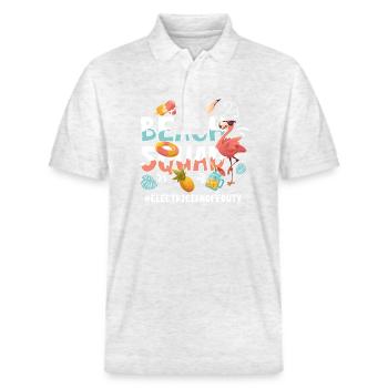 Electrician Vacation Beach Group - Stanley/Stella Unisex Organic Polo Shirt PREPSTER - heather white - Front - Roxy (174cm) & Andy (188cm)