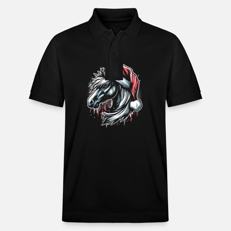 Weihnachten Pferd Pferdekopf Graffiti Style - Stanley/Stella Unisex Bio-Poloshirt PREPSTER - Schwarz