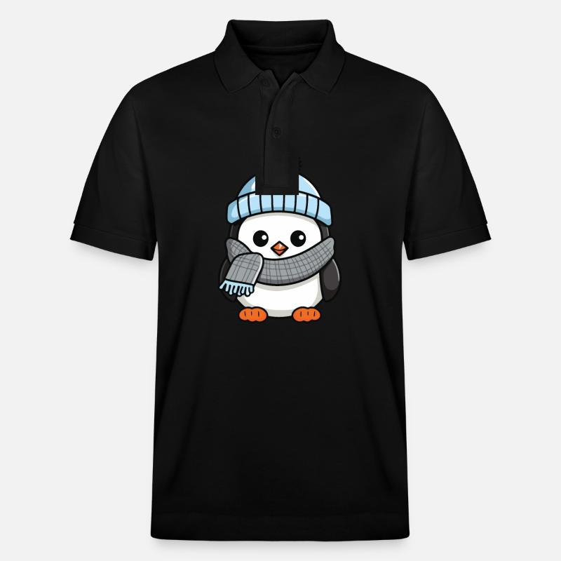 Pingouin Hiver Bande Dessinée Mignon - Polo PREPSTER bio Stanley/Stella Unisexe - noir