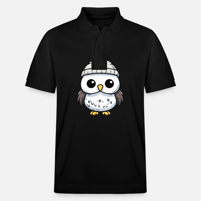 Eule Winter Comic Niedlich - Stanley/Stella Unisex Bio-Poloshirt PREPSTER - Schwarz