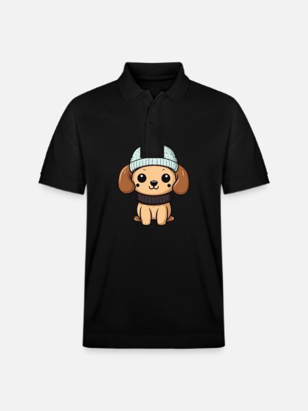 Dog Winter Comic - Stanley/Stella Unisex Organic Polo Shirt PREPSTER - black