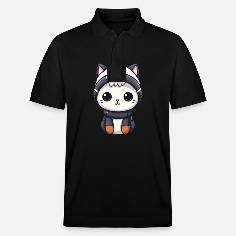 Katze Winter Comic - Stanley/Stella Unisex Bio-Poloshirt PREPSTER - Schwarz