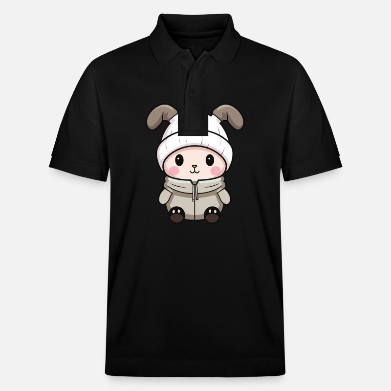 Hase Winter Comic - Stanley/Stella Unisex Bio-Poloshirt PREPSTER - Schwarz