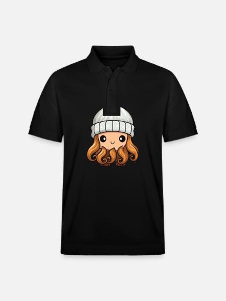 Octopus Winter Octopus Comic - Stanley/Stella Unisex Organic Polo Shirt PREPSTER - black