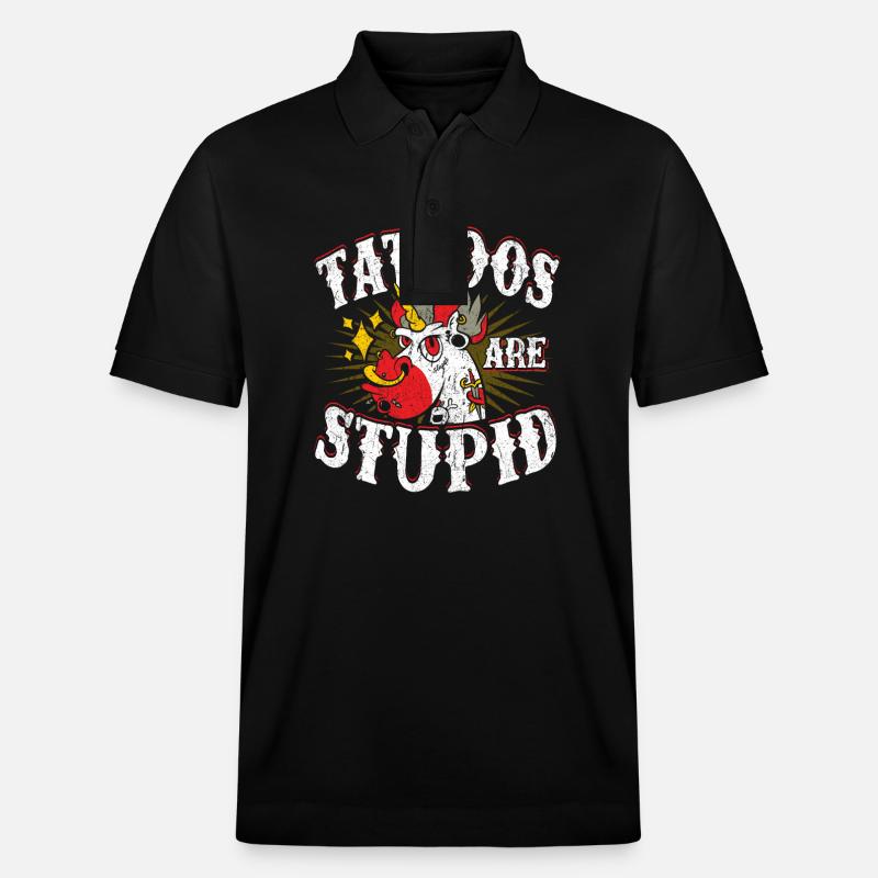 Tattoos sind dumm - Stanley/Stella Unisex Bio-Poloshirt PREPSTER - Schwarz