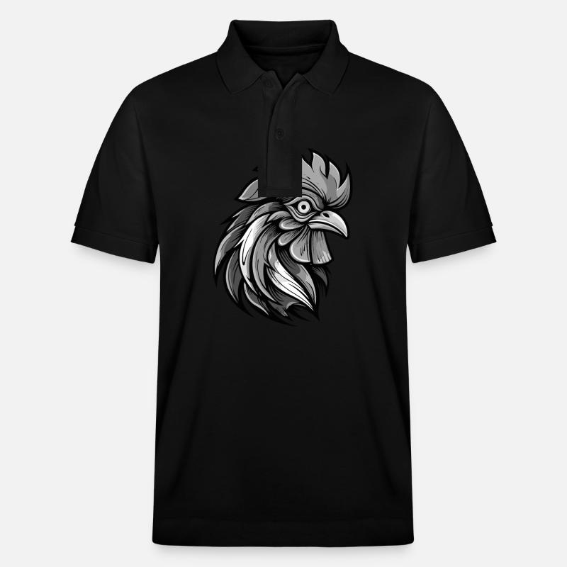 Hahn Kopf Porträt Tier - Stanley/Stella Unisex Bio-Poloshirt PREPSTER - Schwarz
