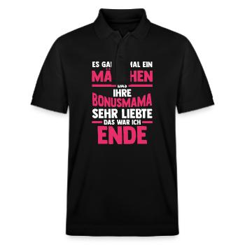 Stiefmutter Stiefmama Bonusmama Stieftochter - Stanley/Stella Unisex Bio-Poloshirt PREPSTER - Schwarz - Vorne - Roxy (174cm) & Andy (188cm)