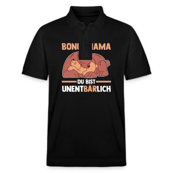 Stiefmutter Stiefmama Bären Bonusmama - Stanley/Stella Unisex Bio-Poloshirt PREPSTER - Schwarz - Vorne - Roxy (174cm) & Andy (188cm)