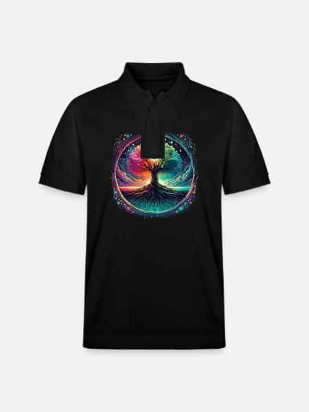 Månen faser Spirituelt æstetisk mystisk træ - Stanley/Stella PREPSTER økologisk unisex poloshirt - sort