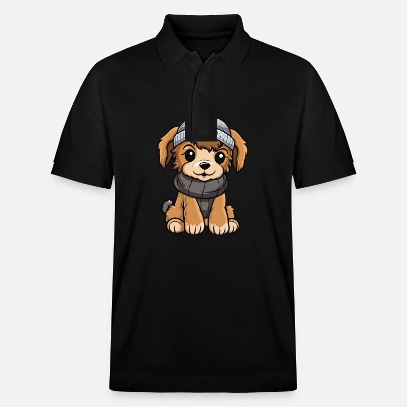 Hund Winter Comic - Stanley/Stella Unisex Bio-Poloshirt PREPSTER - Schwarz
