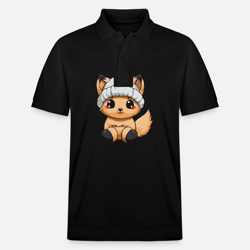 Eichhörnchen Winter Comic - Stanley/Stella Unisex Bio-Poloshirt PREPSTER - Schwarz