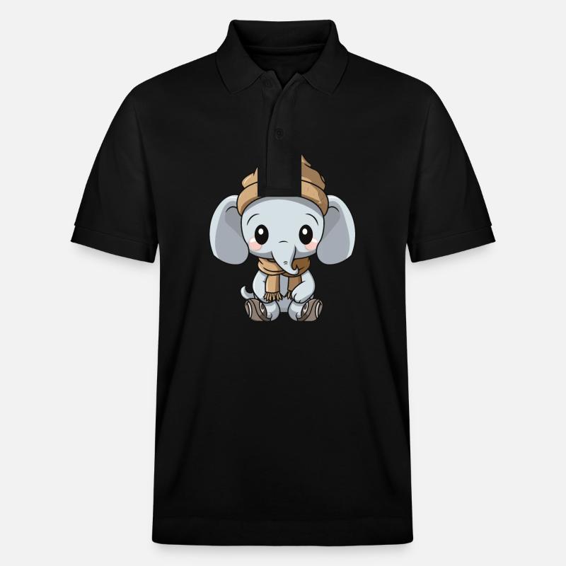 Elephant Winter Comic - Stanley/Stella Unisex Organic Polo Shirt PREPSTER - black