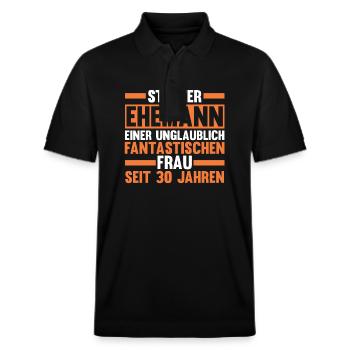 Ehe Perlenhochzeit 30 Jahre Verheiratet Hochzeitst - Stanley/Stella Unisex Bio-Poloshirt PREPSTER - Schwarz - Vorne - Roxy (174cm) & Andy (188cm)