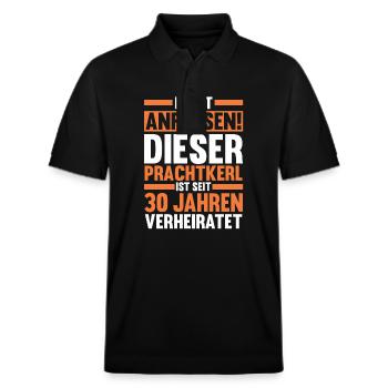 Ehe Perlenhochzeit 30 Jahre Verheiratet Hochzeitst - Stanley/Stella Unisex Bio-Poloshirt PREPSTER - Schwarz - Vorne - Roxy (174cm) & Andy (188cm)