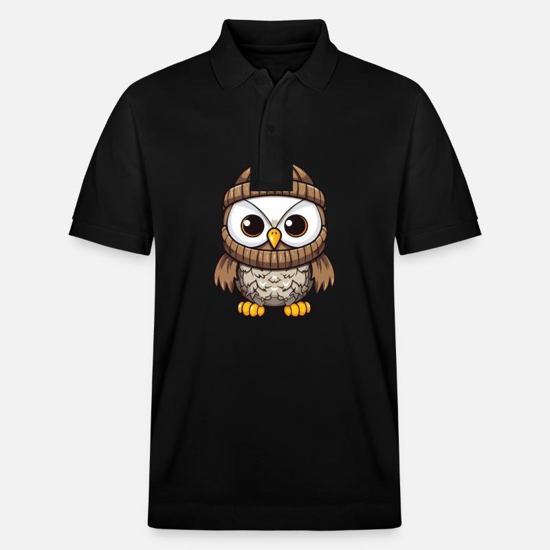 Eule Comic Winter Cozy - Stanley/Stella Unisex Bio-Poloshirt PREPSTER - Schwarz