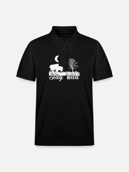 Stay Wild Bison Animal - Stanley/Stella Unisex Organic Polo Shirt PREPSTER - black