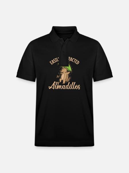 Easily Distracted by Armadillos Mammal - Stanley/Stella Unisex Organic Polo Shirt PREPSTER - black