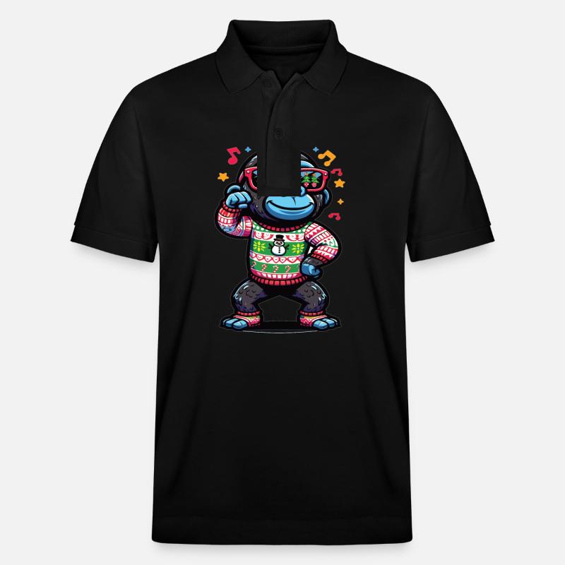 Gorilla mit Sonnenbrille - Stanley/Stella Unisex Bio-Poloshirt PREPSTER - Schwarz
