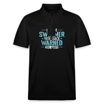 I'm the Swimmer your Coach warned you about - Stanley/Stella Unisex Bio-Poloshirt PREPSTER - Schwarz - Vorne - Roxy (174cm) & Andy (188cm)