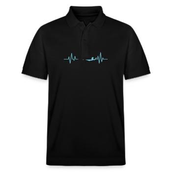 Herzschlaglinie Schwimmen Sport - Stanley/Stella Unisex Bio-Poloshirt PREPSTER - Schwarz - Vorne - Roxy (174cm) & Andy (188cm)
