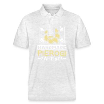 Handmade pierogi artist - Stanley/Stella Unisex Organic Polo Shirt PREPSTER - heather white - Front - Roxy (174cm) & Andy (188cm)