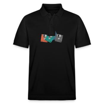Colorful Floppy Disks Retro Memory Module Disk - Stanley/Stella Unisex Organic Polo Shirt PREPSTER - black - Front - Roxy (174cm) & Andy (188cm)