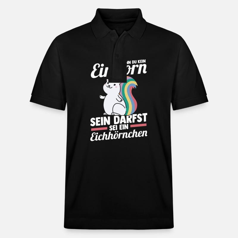 Einhorn Eichhörnchen - Stanley/Stella Unisex Bio-Poloshirt PREPSTER - Schwarz