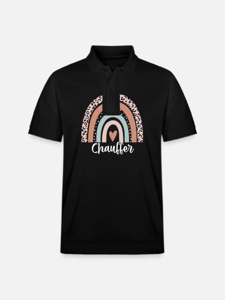 Chauffer Rainbow Leopard Funny Chauffer - Stanley/Stella Unisex Organic Polo Shirt PREPSTER - black