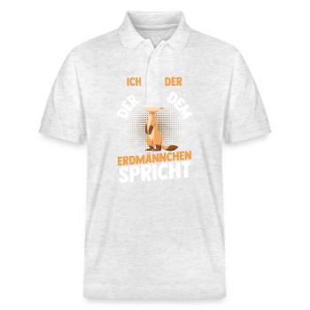 Erdmännchen - Stanley/Stella Unisex Bio-Poloshirt PREPSTER - Weiß meliert - Vorne - Roxy (174cm) & Andy (188cm)