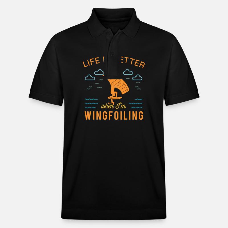 Wingfoil-Surfer Wingfoiling-Boards Kitefoil - Stanley/Stella Unisex Bio-Poloshirt PREPSTER - Schwarz