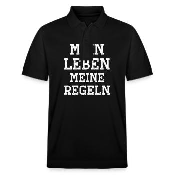 Mein Leben meine Regeln wichtige mein Leben Regel - Stanley/Stella Unisex Bio-Poloshirt PREPSTER - Schwarz - Vorne - Roxy (174cm) & Andy (188cm)