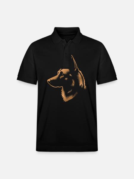 Malinois, Dog's Head, Drawing bronze - Stanley/Stella Unisex Organic Polo Shirt PREPSTER - black
