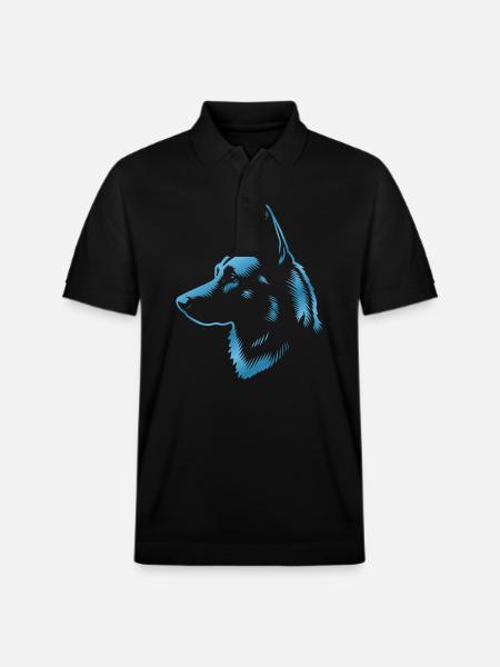 Malinois, Dog's Head, Drawing Blue - Stanley/Stella Unisex Organic Polo Shirt PREPSTER - black