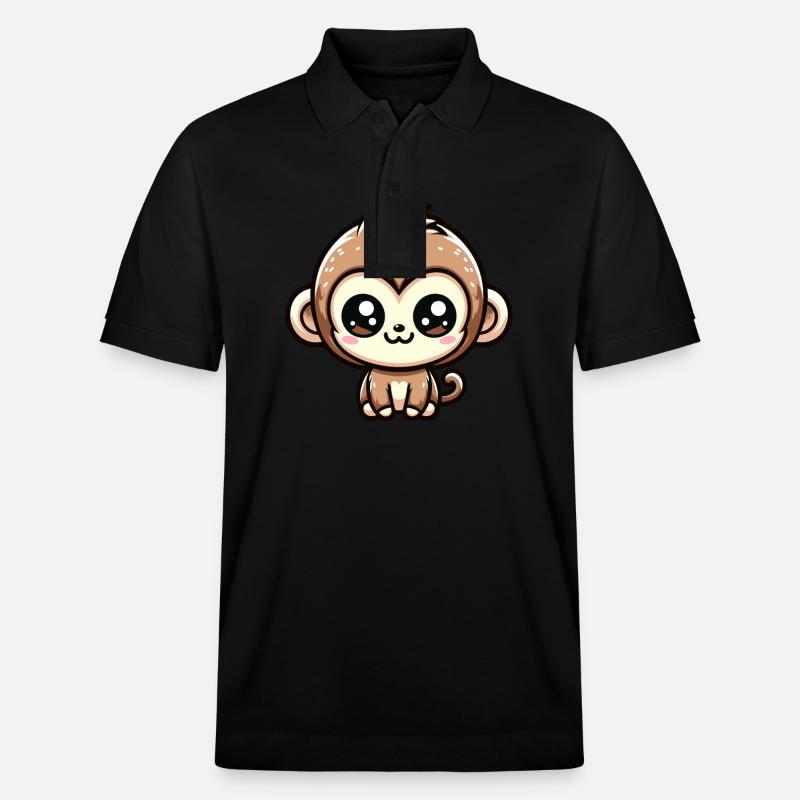 Kawaii Monkey Bébé Singe - Polo PREPSTER bio Stanley/Stella Unisexe - noir